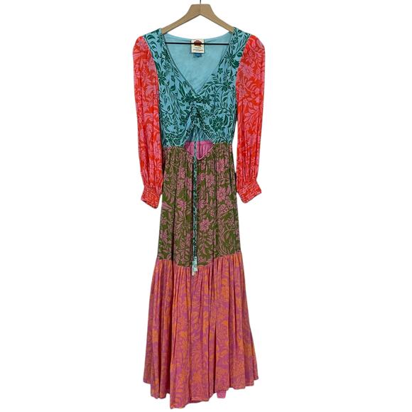 Farm Rio for Anthropologie Cut Out Maxi Dress - Pink Combo - Small - Picture 5 of 14